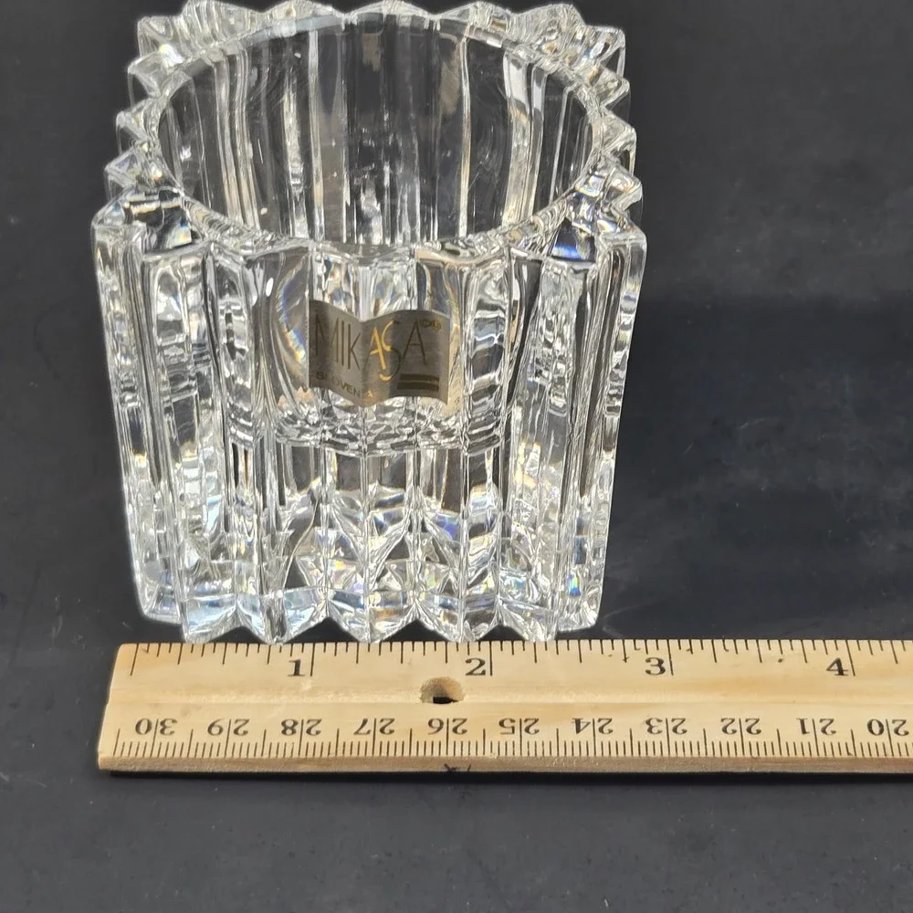 Mikasa Park Lane Crystal Votive Candle Holder Slovenia Square Clear Glass 2.5in